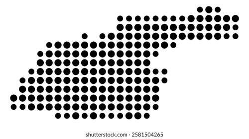 Symbol Map of the Island Læso (Denmark) showing the island with just a few black dots