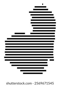 Symbol Map of the Island Eigg (United Kingdom) showing the island with horizontal black lines