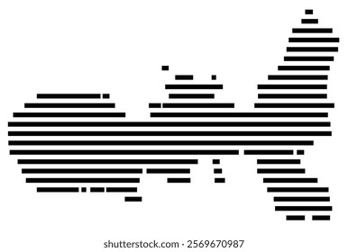 Symbol Map of the Island Elba (Italy) showing the island with horizontal black lines