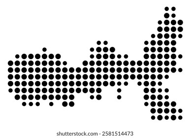 Symbol Map of the Island Elba (Italy) showing the island with just a few black dots