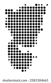 Symbol Map of the Island Eriskay (United Kingdom) showing the island with just a few black dots