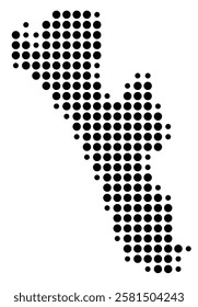 Symbol Map of the Island Fano (Denmark) showing the island with just a few black dots