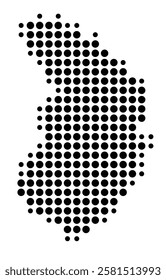 Symbol Map of the Island Fatu Hiva (French Polynesia) showing the island with just a few black dots