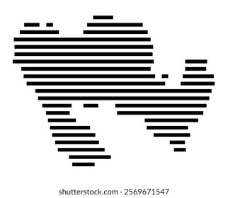 Symbol Map of the Island Fetlar (United Kingdom) showing the island with horizontal black lines