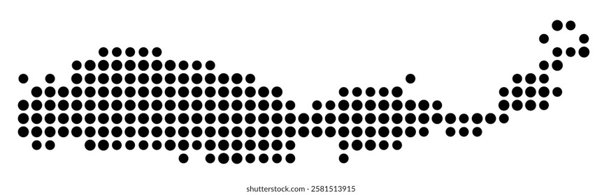 Symbol Map of the Island Flores (Indonesia) showing the island with just a few black dots