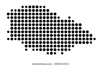 Symbol Map of the Island Ghawdex (Malta) showing the island with just a few black dots