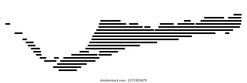 Symbol Map of the Island Grand Bahama (Bahamas) showing the island with horizontal black lines