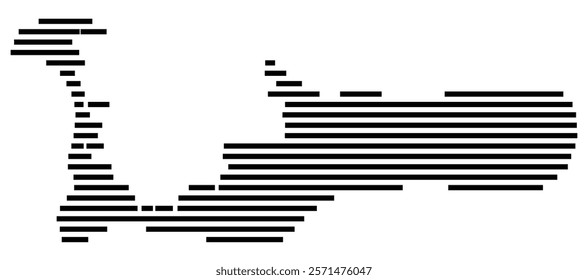 Symbol Map of the Island Grand Cayman (Cayman Islands) showing the island with horizontal black lines