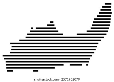 Symbol Map of the Island Great Inagua (Bahamas) showing the island with horizontal black lines