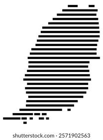 Symbol Map of the Island Grenada (Grenada) showing the island with horizontal black lines