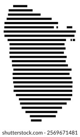 Symbol Map of the Island guadeloupe, basse-terre (Guadeloupe) showing the island with horizontal black lines