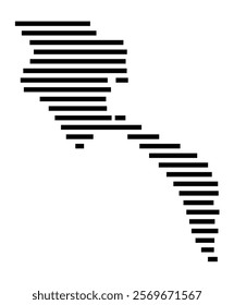 Symbol Map of the Island Ile de Noirmoutier (France) showing the island with horizontal black lines