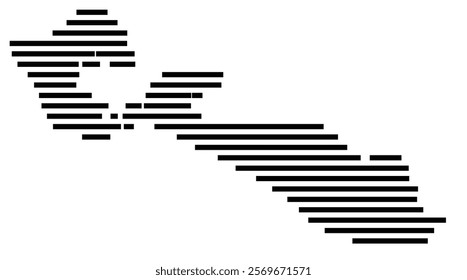 Symbol Map of the Island Ile de Re (France) showing the island with horizontal black lines