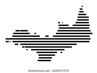 Symbol Map of the Island Ile de Porquerolles (France) showing the island with horizontal black lines