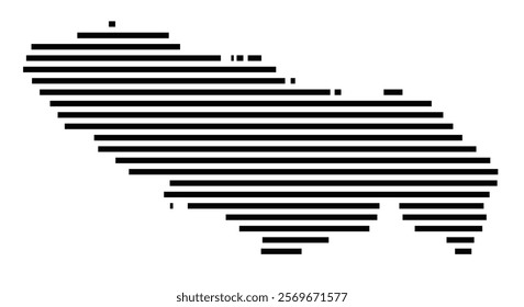 Symbol Map of the Island Ile de Groix (France) showing the island with horizontal black lines