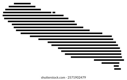 Symbol Map of the Island Ile de la Gonave (Haiti) showing the island with horizontal black lines