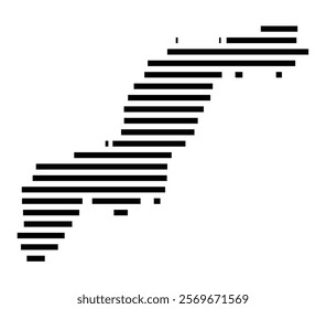 Symbol Map of the Island Ile du Levant (France) showing the island with horizontal black lines