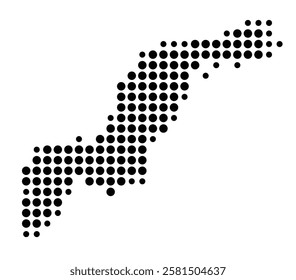 Symbol Map of the Island Ile du Levant (France) showing the island with just a few black dots