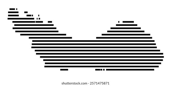 Symbol Map of the Island Ile-a-Vache (Haiti) showing the island with horizontal black lines