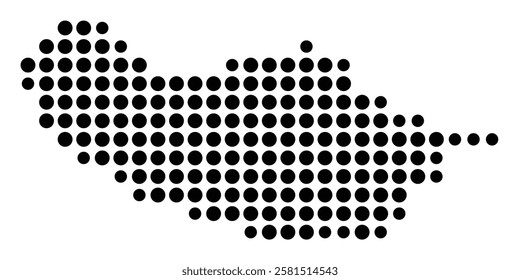 Symbol Map of the Island Ilha da Madeira (Portugal) showing the island with just a few black dots