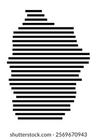 Symbol Map of the Island Ilha das Flores (Portugal) showing the island with horizontal black lines