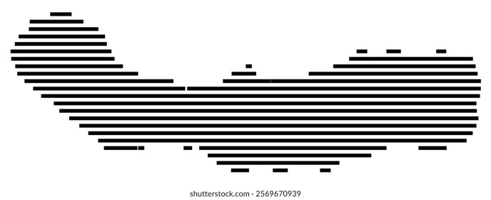 Symbol Map of the Island Ilha de Sao Miguel (Portugal) showing the island with horizontal black lines