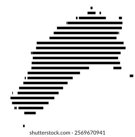 Symbol Map of the Island Ilha de Porto Santo (Portugal) showing the island with horizontal black lines