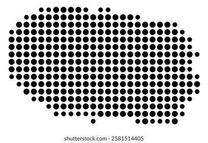 Symbol Map of the Island Ilha Terceira (Portugal) showing the island with just a few black dots