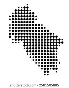 Symbol Map of the Island Ios (Greece) showing the island with just a few black dots
