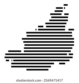 Symbol Map of the Island Irakleia (Greece) showing the island with horizontal black lines