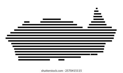 Symbol Map of the Island Isla Cubagua (Venezuela) showing the island with horizontal black lines