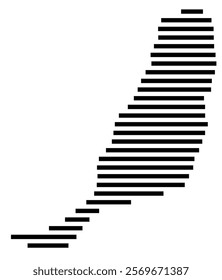 Symbol Map of the Island Isla de Fuerteventura (Spain) showing the island with horizontal black lines