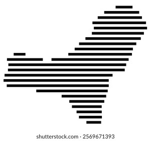 Symbol Map of the Island Isla de El Hierro (Spain) showing the island with horizontal black lines