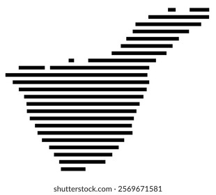 Symbol Map of the Island Isla de Tenerife (Spain) showing the island with horizontal black lines