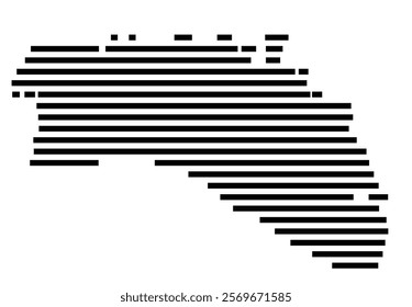 Symbol Map of the Island Isla de Menorca (Spain) showing the island with horizontal black lines