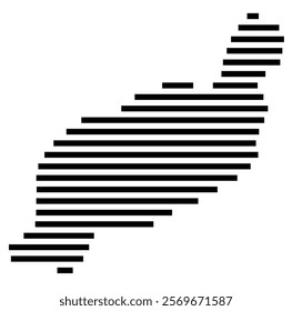 Symbol Map of the Island Isla de Lanzarote (Spain) showing the island with horizontal black lines