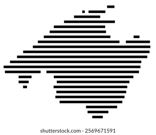 Symbol Map of the Island Isla de Mallorca (Spain) showing the island with horizontal black lines