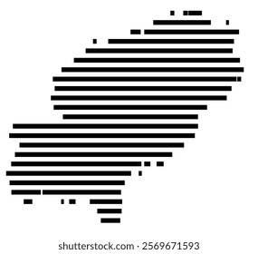 Symbol Map of the Island Isla de Ibiza (Spain) showing the island with horizontal black lines