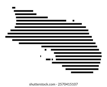 Symbol Map of the Island Isla de Coche (Venezuela) showing the island with horizontal black lines