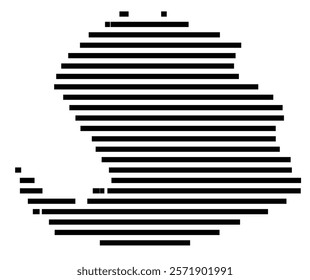 Symbol Map of the Island Isla de la Juventud (Cuba) showing the island with horizontal black lines