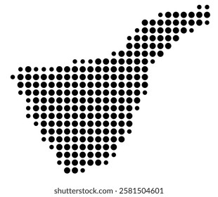 Symbol Map of the Island Isla de Tenerife (Spain) showing the island with just a few black dots