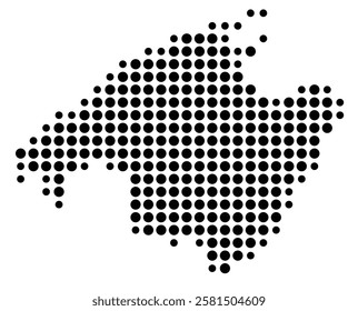 Symbol Map of the Island Isla de Mallorca (Spain) showing the island with just a few black dots