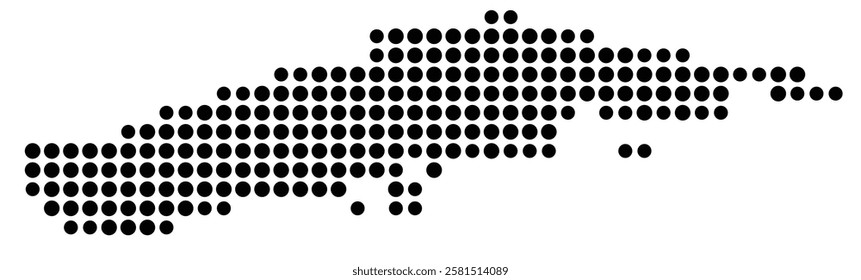 Symbol Map of the Island Isla de Vieques (Puerto Rico) showing the island with just a few black dots