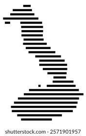 Symbol Map of the Island Isla Isabela (Ecuador) showing the island with horizontal black lines