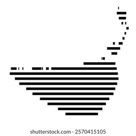 Symbol Map of the Island Isla la Orchila (Venezuela) showing the island with horizontal black lines