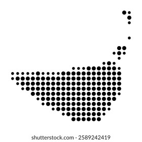 Symbol Map of the Island Isla la Orchila (Venezuela) showing the island with just a few black dots