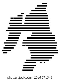 Symbol Map of the Island Islay (United Kingdom) showing the island with horizontal black lines