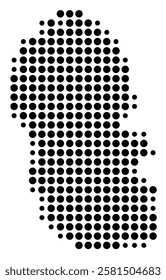 Symbol Map of the Island Isle of Arran (United Kingdom) showing the island with just a few black dots