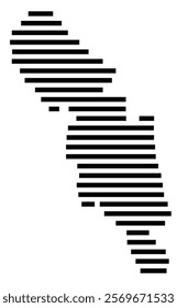 Symbol Map of the Island Isle of Bute (United Kingdom) showing the island with horizontal black lines