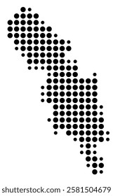 Symbol Map of the Island Isle of Bute (United Kingdom) showing the island with just a few black dots